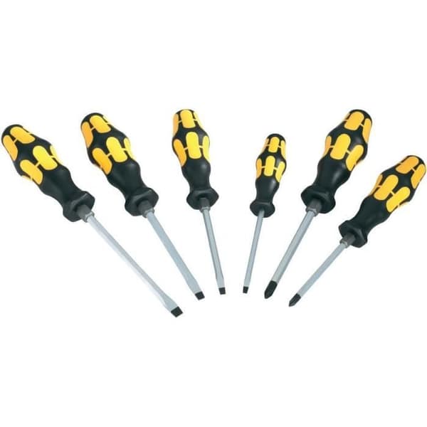 WERA Skruvmejsel - Set med 6 slitsade/Phillips skruvmejslar-PH