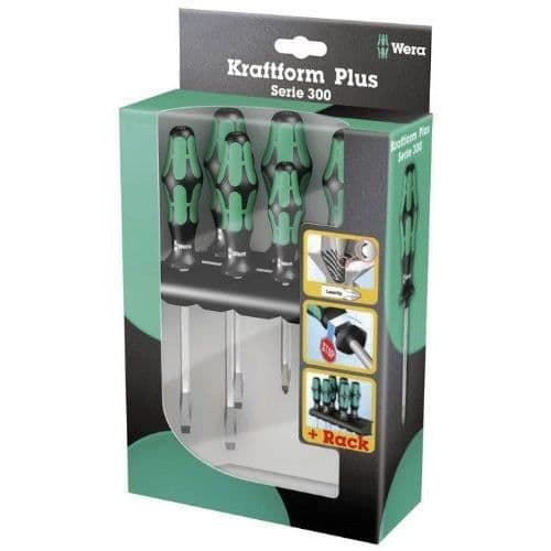 Wera Kraftform Plus / 05007681001 Skruvmejselsats 334/355 SK 6 stycken (Import från Tyskland)