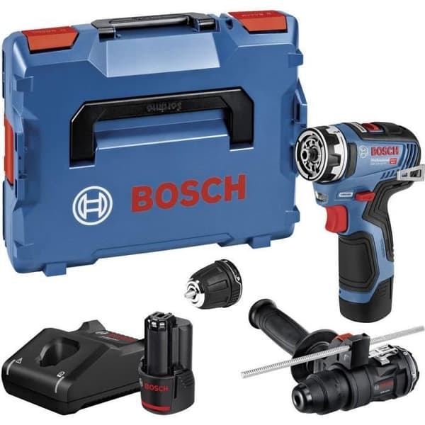 Bosch Professional GSR 12V-35 FC bore-/skruetrækker + bits + 2 batterier 12V 3,0 Ah + 1 oplader, Lboxx - 06019H3009