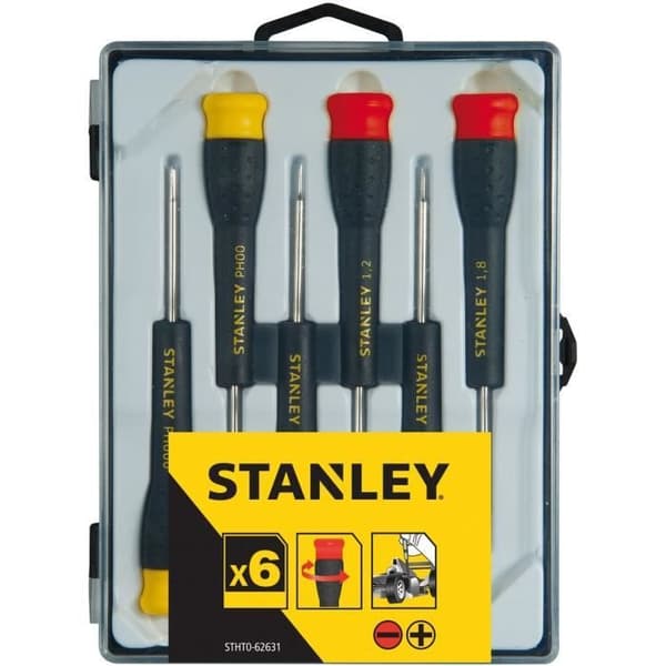Set med 6 mikroskruvmejslar - STANLEY - STHT0-62631 - 4 spår + 2 Phillips