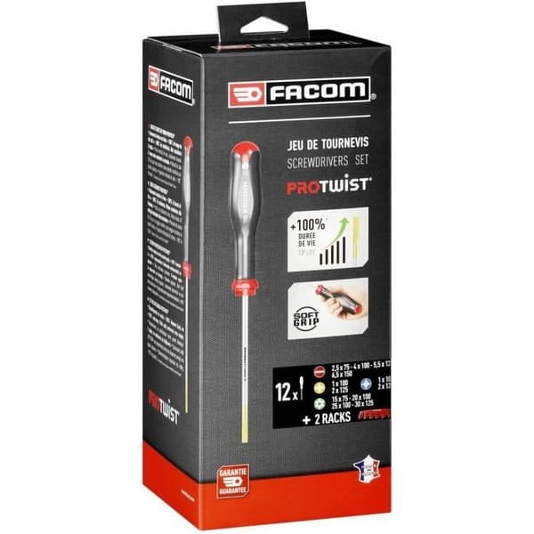 Set med 12 PROTWIST-skruvmejslar + 2 förvaringsställ - FACOM - AT.J12R2PB