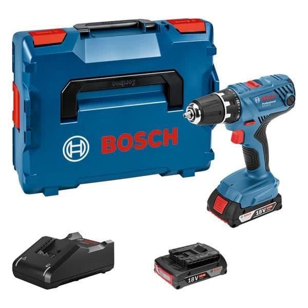 Bosch GSR 18V-21 akkuporakone/ruuvinväännin + 2 x 2Ah akkua + laturi + L-BOXX-laukku - BOSCH - 06019H1008