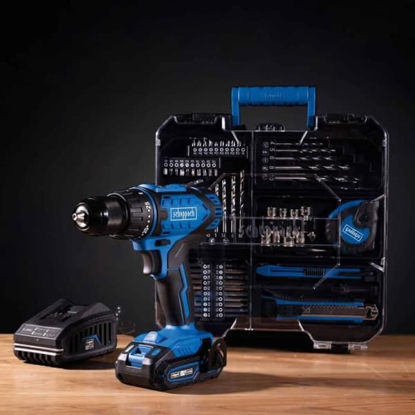 Akku-boremaskinesæt C-DTB74/1-X - 50Nm 13mm borepatron + 74 tilbehør - SCHEPPACH 20V IXES + 2Ah batteri + oplader