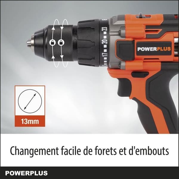 20V 50Nm akku-boremaskine - DUAL POWER POWDP15100 - Leveres uden batteri eller oplader