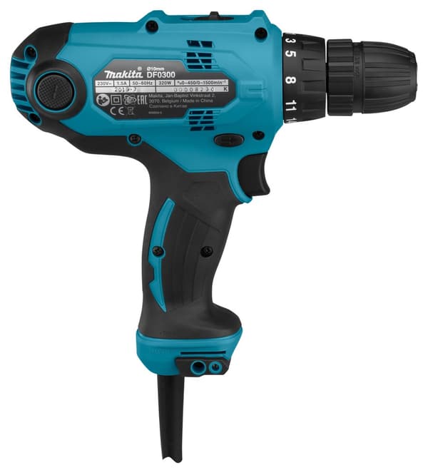 Makita DF0300 borrmaskin 1500 varv/min Nyckelfri 1,2 kg Svart, Blå