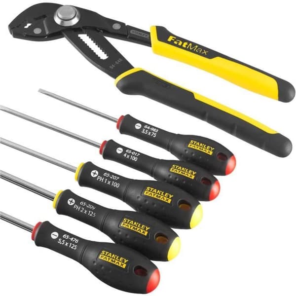 6-delars verktygssats - - STANLEY FATMAX - FMHT0-62639 - 250 mm låsbar multigreppstång + elektrikerskruvmejsel + Phillips