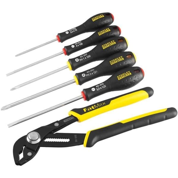 6-delars verktygssats - - STANLEY FATMAX - FMHT0-62639 - 250 mm låsbar multigreppstång + elektrikerskruvmejsel + Phillips