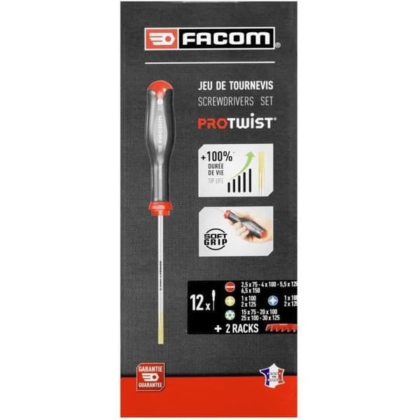 Set med 12 PROTWIST-skruvmejslar + 2 förvaringsställ - FACOM - AT.J12R2PB