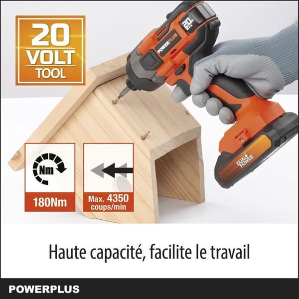 20V 180Nm sladdlös slagskruvdragare - DUAL POWER POWDP20100 - Levereras utan batteri eller laddare