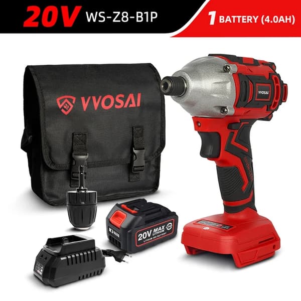 Elektrisk skruvdragare, 300NM borstlös batteri, uppladdningsbar slagborr., 20V WS-Z8-B1P, EU