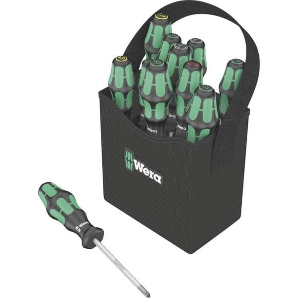 Wera Kraftform skruvmejselsats 2go 300 05004313001 11 stycken för verkstadshålsskruvar, Pozidrivskruvar, Philli-huvud