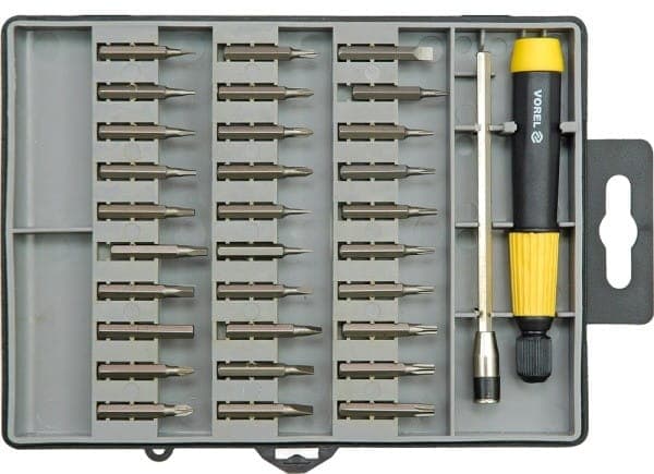 VOREL PRECISIONSKRUVMEJSEL MED UTBYTBARA BITS, sats om 32 delar. 64371
