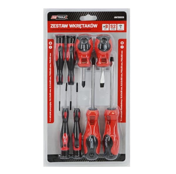 AWTOOLS SKRUVMEJSELSATS BLISTER S2 / 8 delar.