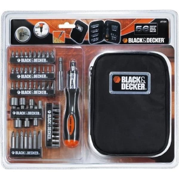 BLACK+DECKER Spärrskruvmejsellåda - A7104-XJ - 56 tillbehör
