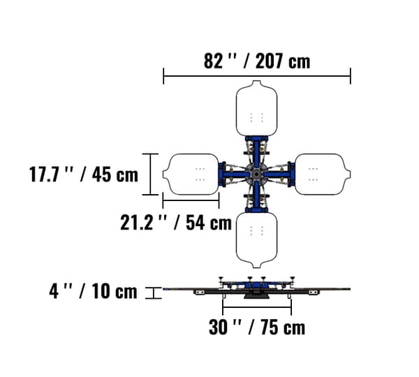 4-färgs 4-stations 54 x 45 cm screentryckmaskin för hem och kommersiell användning, 360° rotation, exakt positionering