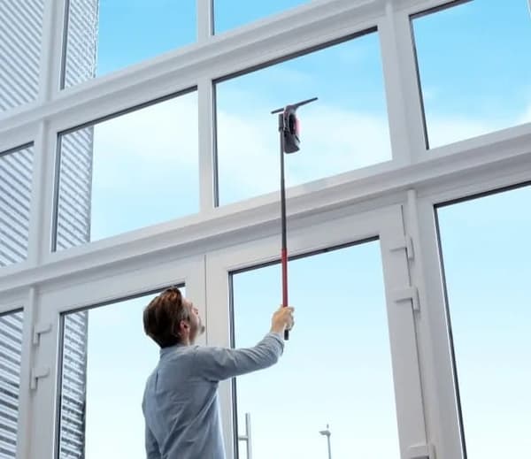 Vileda glasrengöringsmedel, gummiskrapa med teleskopstång