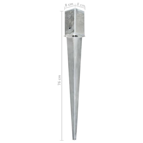 vidaXL jordpløkker 12 stk. 8 x 8 x 76 cm galvaniseret stål sølvfarvet