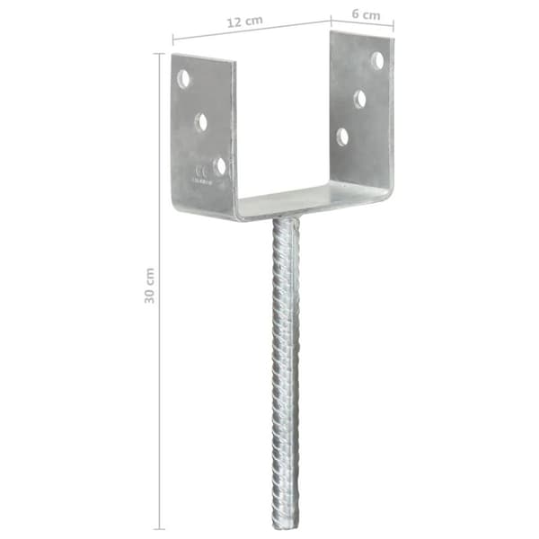vidaXL Jordankare 6 st silver 12x6x30 cm galvaniserat stål