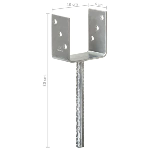 vidaXL Jordankare 6 st silver 10x6x30 cm galvaniserat stål