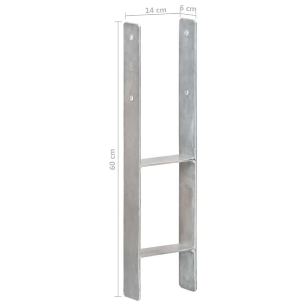 vidaXL Jordankare 6 st silver 14x6x60 cm galvaniserat stål
