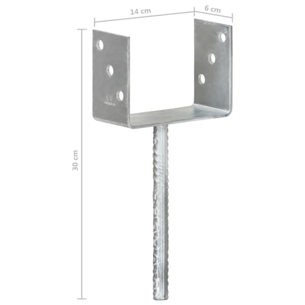 vidaXL Jordankare 6 st silver 14x6x30 cm galvaniserat stål