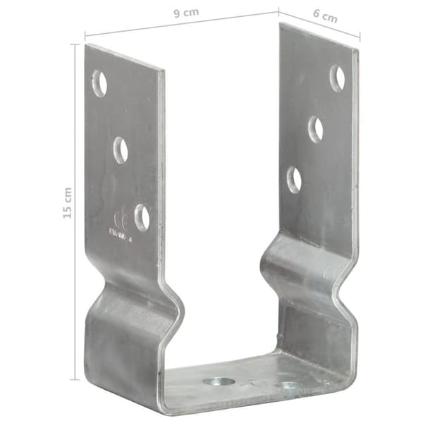 vidaXL Jordspyd for gjerde 12 stk sølv 9x6x15 cm galvanisert stål