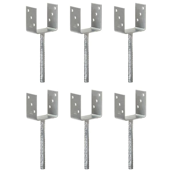 vidaXL hegnspløkker 6 stk. 10x6x30 cm galvaniseret stål sølvfarvet