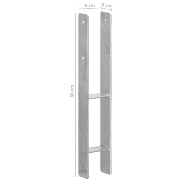 vidaXL hegnspløkker 6 stk. 9x6x60 cm galvaniseret stål sølvfarvet