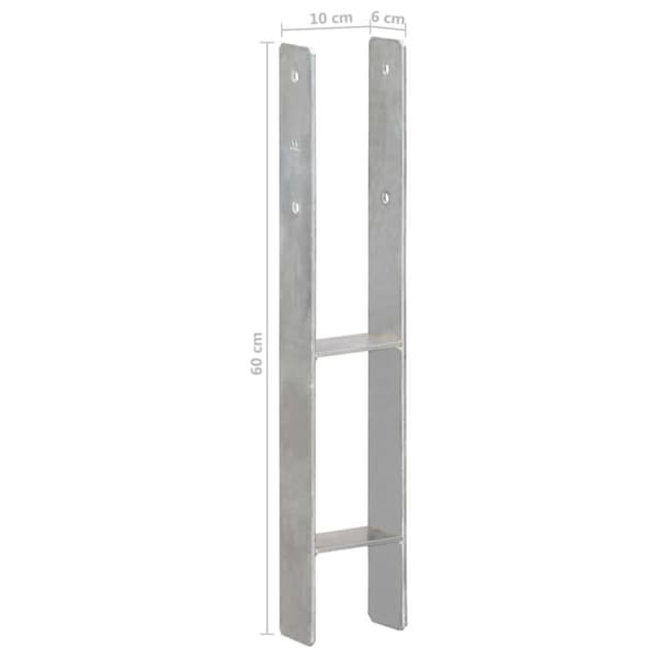 vidaXL hegnspløkker 6 stk. 10x6x60 cm galvaniseret stål sølvfarvet
