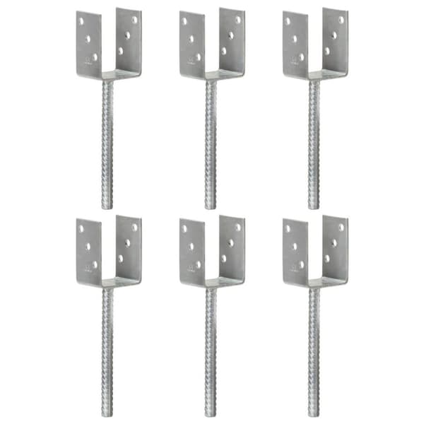 vidaXL hegnspløkker 6 stk. 7x6x30 cm galvaniseret stål sølvfarvet