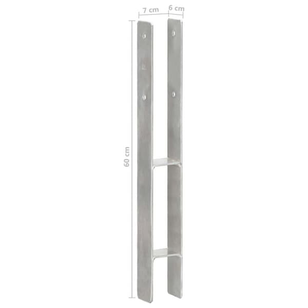 vidaXL hegnspløkker 6 stk. 7x6x60 cm galvaniseret stål sølvfarvet