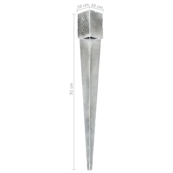 vidaXL jordpløkker 6 stk. 10 x 10 x 91 cm galvaniseret stål sølvfarvet