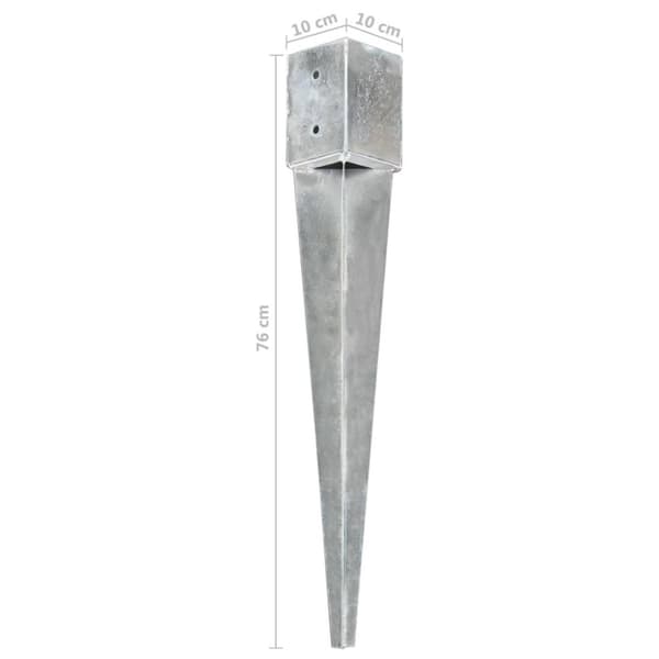 vidaXL jordpløkker 12 stk. 10 x 10 x 76 cm galvaniseret stål sølvfarvet