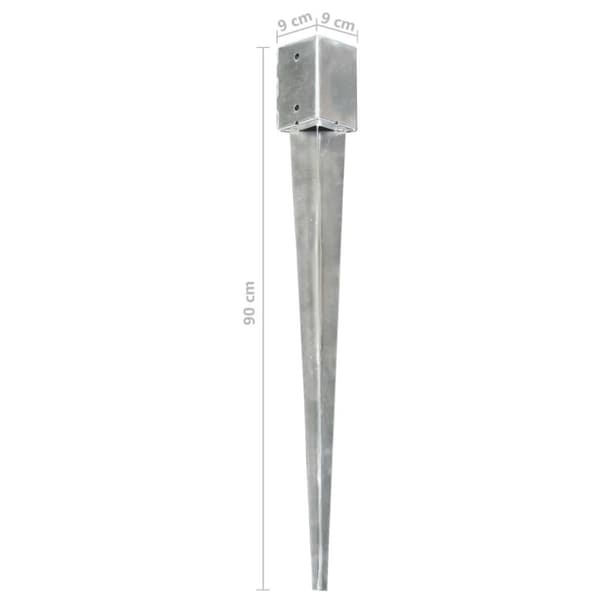 vidaXL jordpløkker 6 stk. 9 x 9 x 90 cm galvaniseret stål sølvfarvet