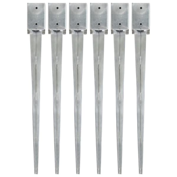vidaXL jordpløkker 6 stk. 9 x 9 x 90 cm galvaniseret stål sølvfarvet