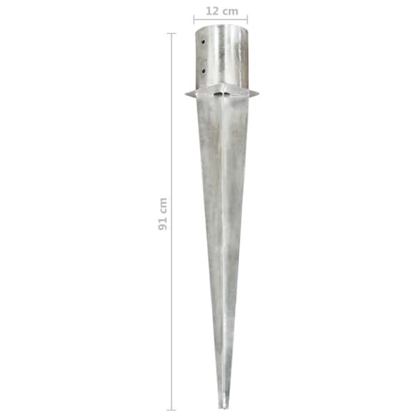vidaXL jordpløkker 6 stk. 12 x 91 cm galvaniseret stål sølvfarvet