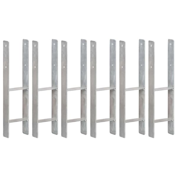 vidaXL hegnspløkker 6 stk. 14x6x60 cm galvaniseret stål sølvfarvet
