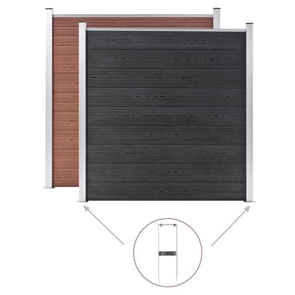 vidaXL Jordspett till staket 2 st WPC stål 40 cm
