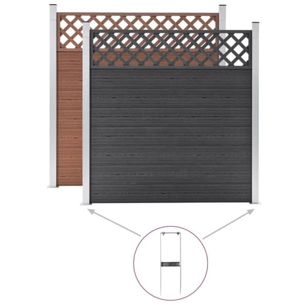vidaXL Jordspett till staket 2 st WPC stål 40 cm