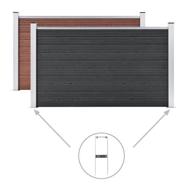 vidaXL Jordspett till staket 2 st WPC stål 40 cm