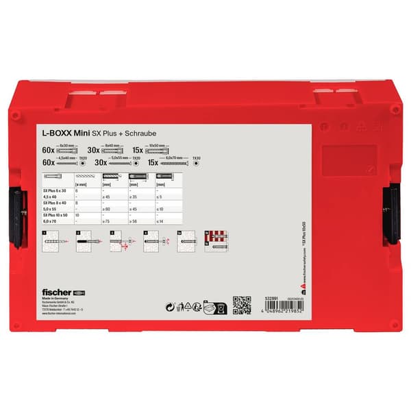 Fischer 532891 FIXtrainer - SX-plugg och skruv-box 210 delar