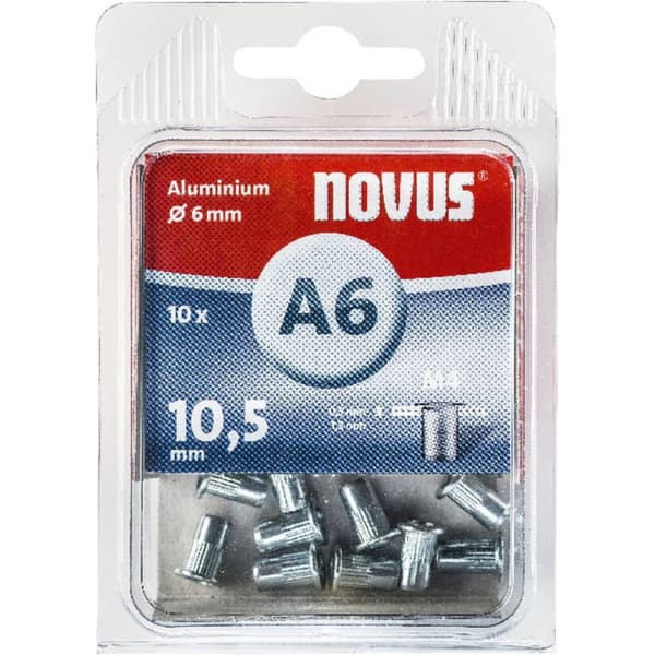 Novus Office 106440700 Blindnitmutter (Ø x L) 6 mm x 6 mm M4 Aluminium Aluminium 10 st