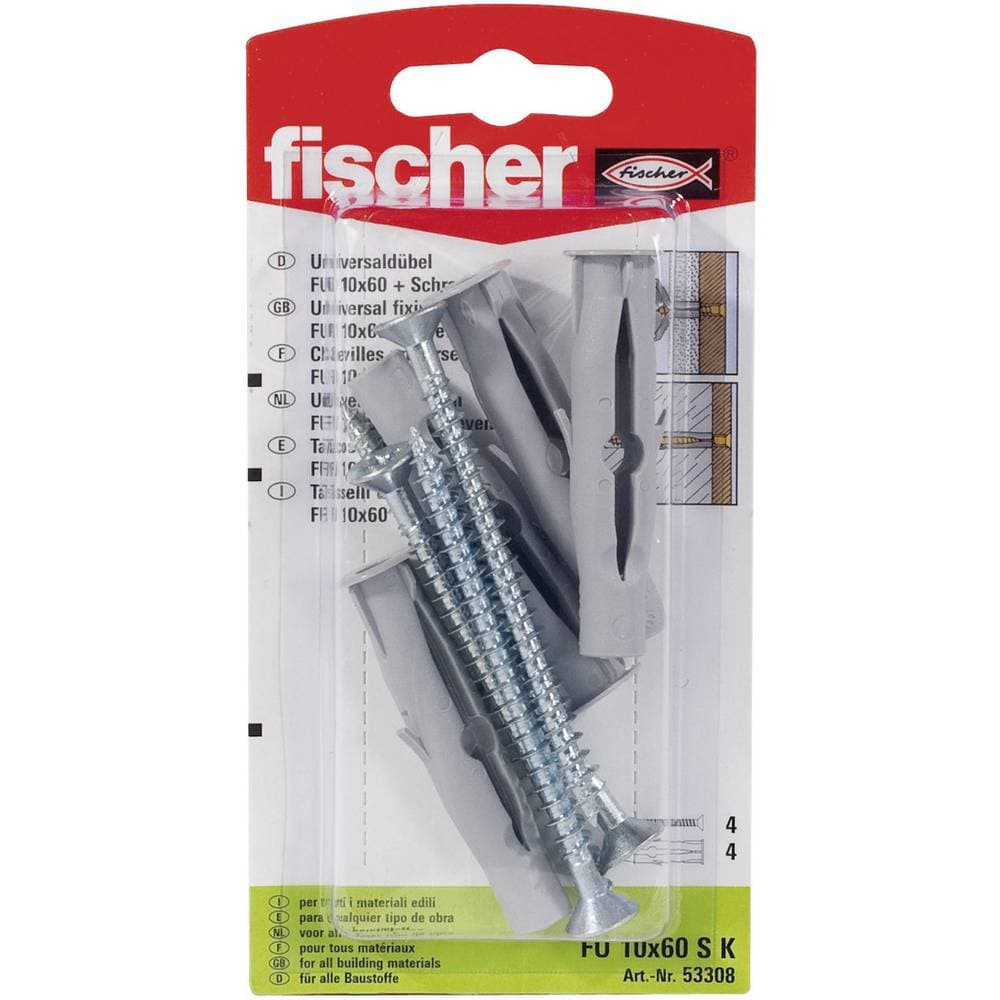 Fischer FU 10 x 60 SK Universalplugg 60 mm 10 mm 53308 4 st