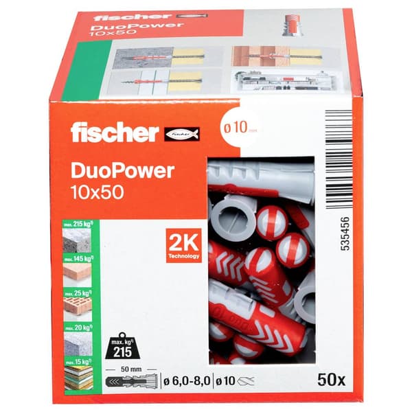 Fischer 535456 DUOPOWER 10x50 LD 2-komponentsplugg 50 mm 10 mm 50 st