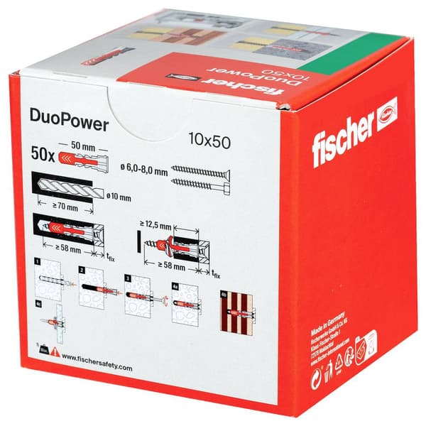Fischer 535456 DUOPOWER 10x50 LD 2-komponentsplugg 50 mm 10 mm 50 st