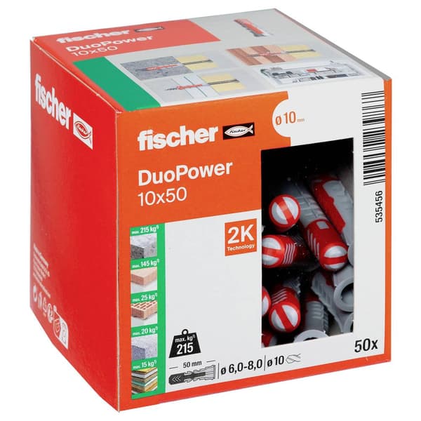 Fischer 535456 DUOPOWER 10x50 LD 2-komponentsplugg 50 mm 10 mm 50 st