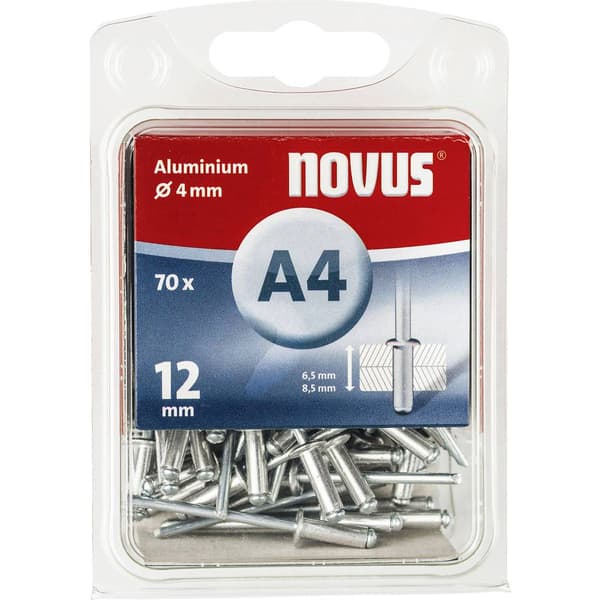 Novus Office 110057027 Blindnit (Ø x L) 4 mm x 12 mm Aluminium Aluminium 70 st