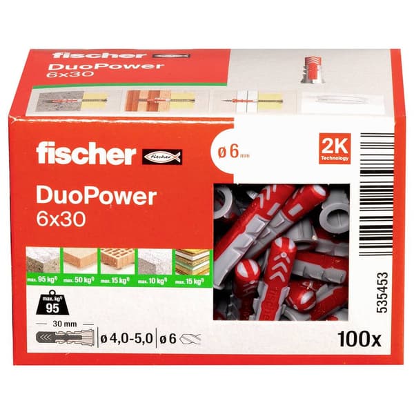 Fischer 535453 DUOPOWER 6x30 LD 2-komponentsplugg 30 mm 6 mm 100 st