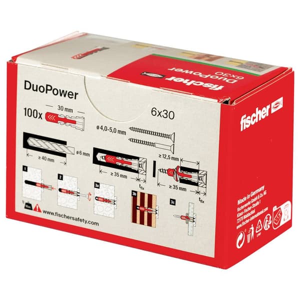 Fischer 535453 DUOPOWER 6x30 LD 2-komponentsplugg 30 mm 6 mm 100 st
