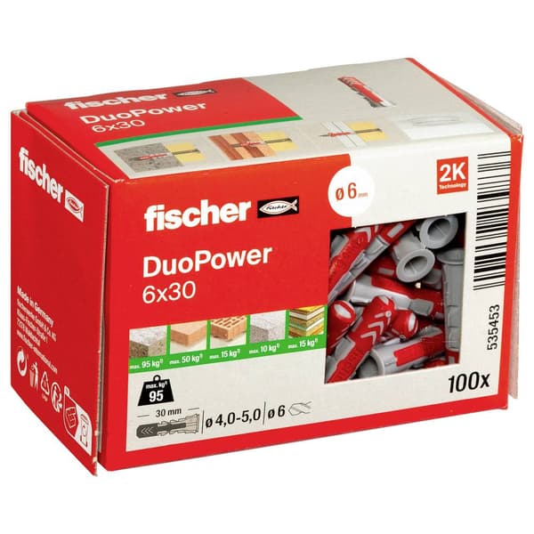 Fischer 535453 DUOPOWER 6x30 LD 2-komponentsplugg 30 mm 6 mm 100 st